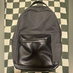 PX "Landen" canvas backpack in black with leather detail